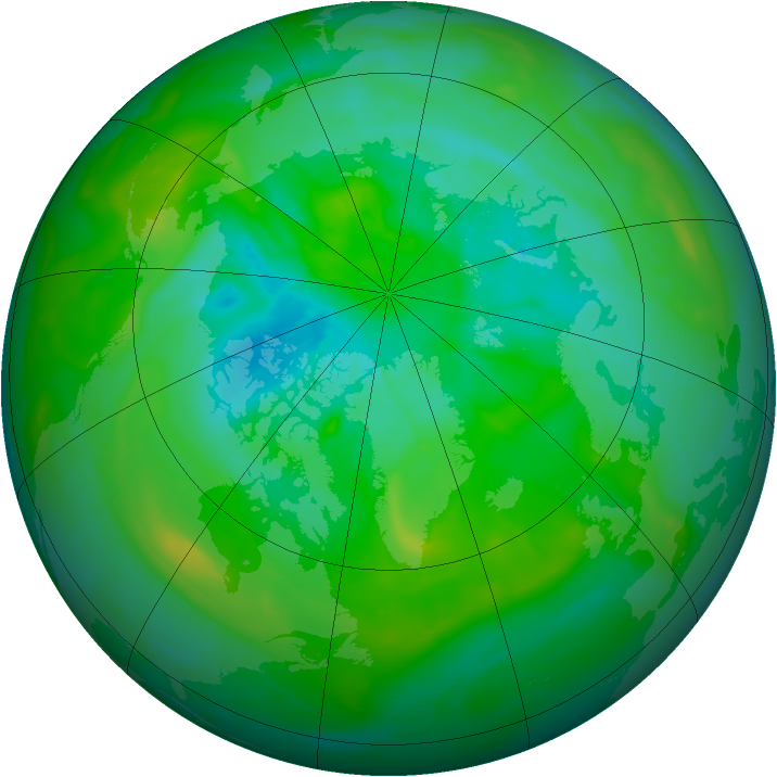Arctic ozone map for 08 August 2013